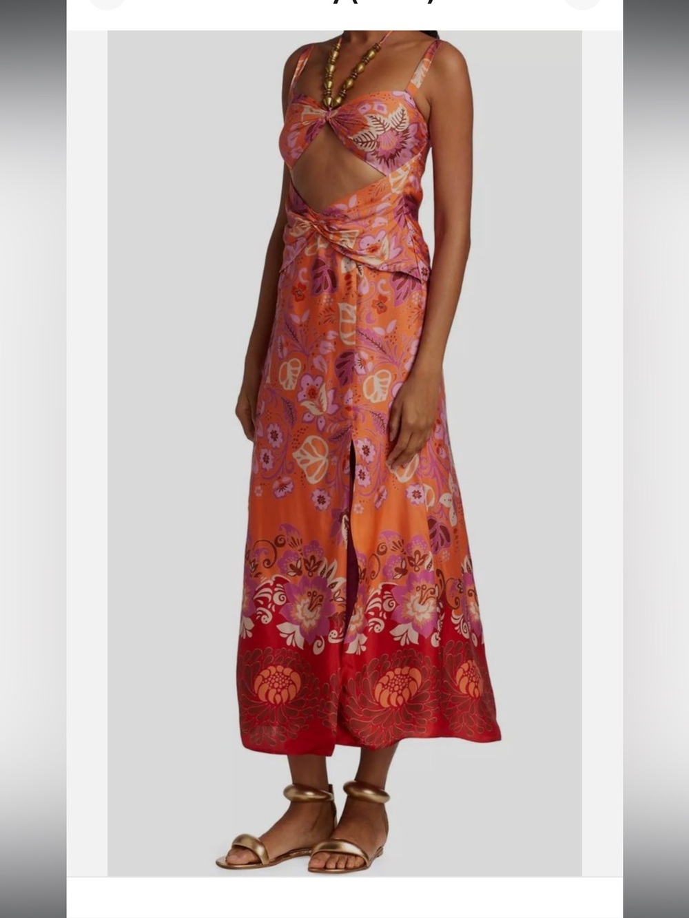 Alexis Orange and Pink Floral Satin Dress